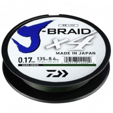 Шнур Daiwa J-Braid X4 0,17мм 135м Dark green Шнур Daiwa J-Braid X4 0,17мм 135м Dark green