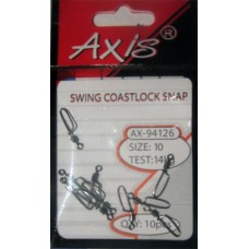 Вертлюг Axis Coastlock с застежкой 14кг №10 10шт Вертлюг Axis Coastlock с застежкой 14кг №10 10шт